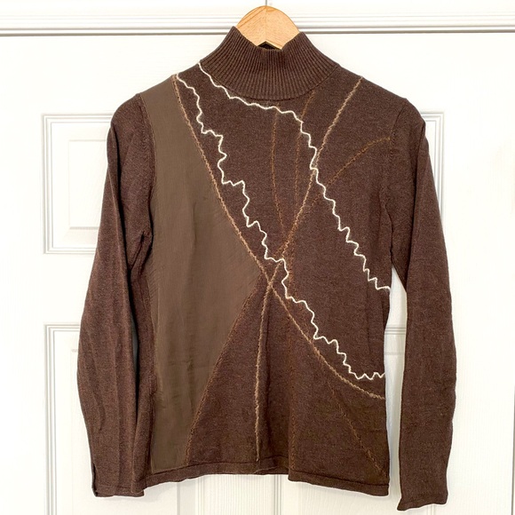 Alexis brown mock neck wool blend sweater Size Medium - Picture 1 of 4